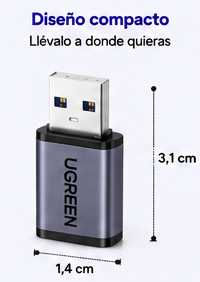 Adaptador UGREEN USB-A a USB-C 10Gbps Aluminio Compacto